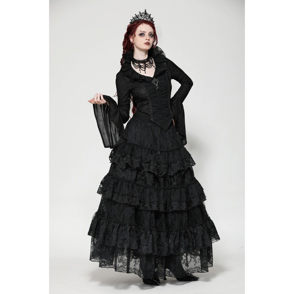 Dark in Love Elizabeth Gothic Queen Top with Pendant and Ruffled Collar
