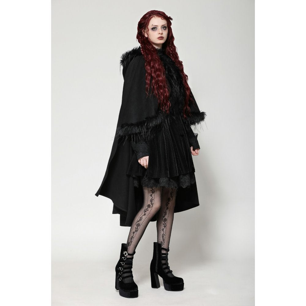 Dark in Love Francine Cloak with Faux Fur Trim and Oversized Hood