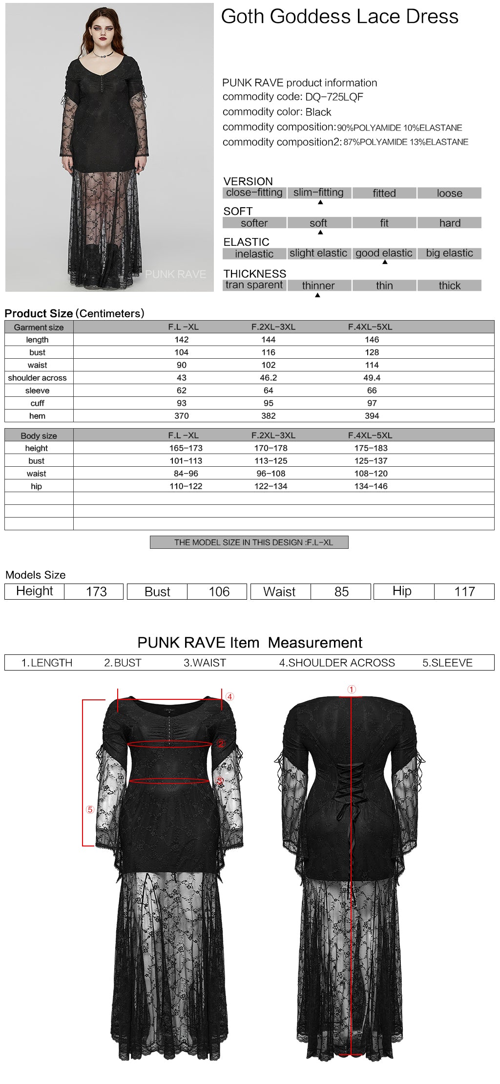 Punk Rave Margetta Plus Size Gothic Dress