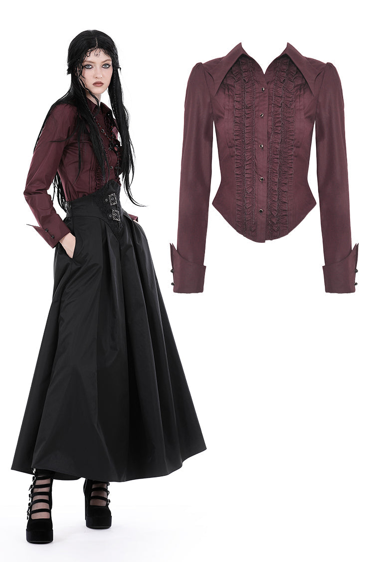 Dark In Love Esmerée Blouse - Red - Kate's Clothing