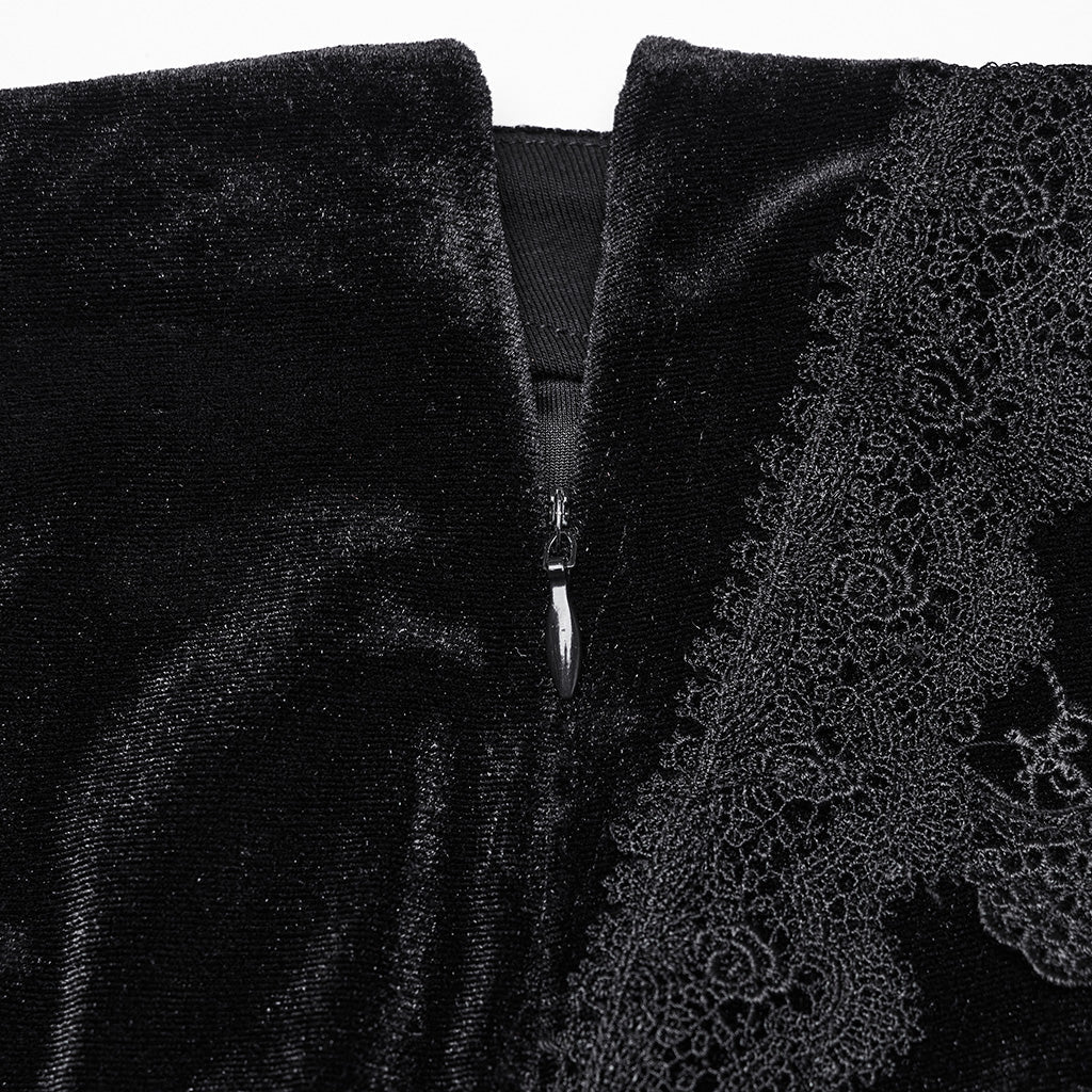 Punk Rave Minerva Black Velvet Fishtail Skirt
