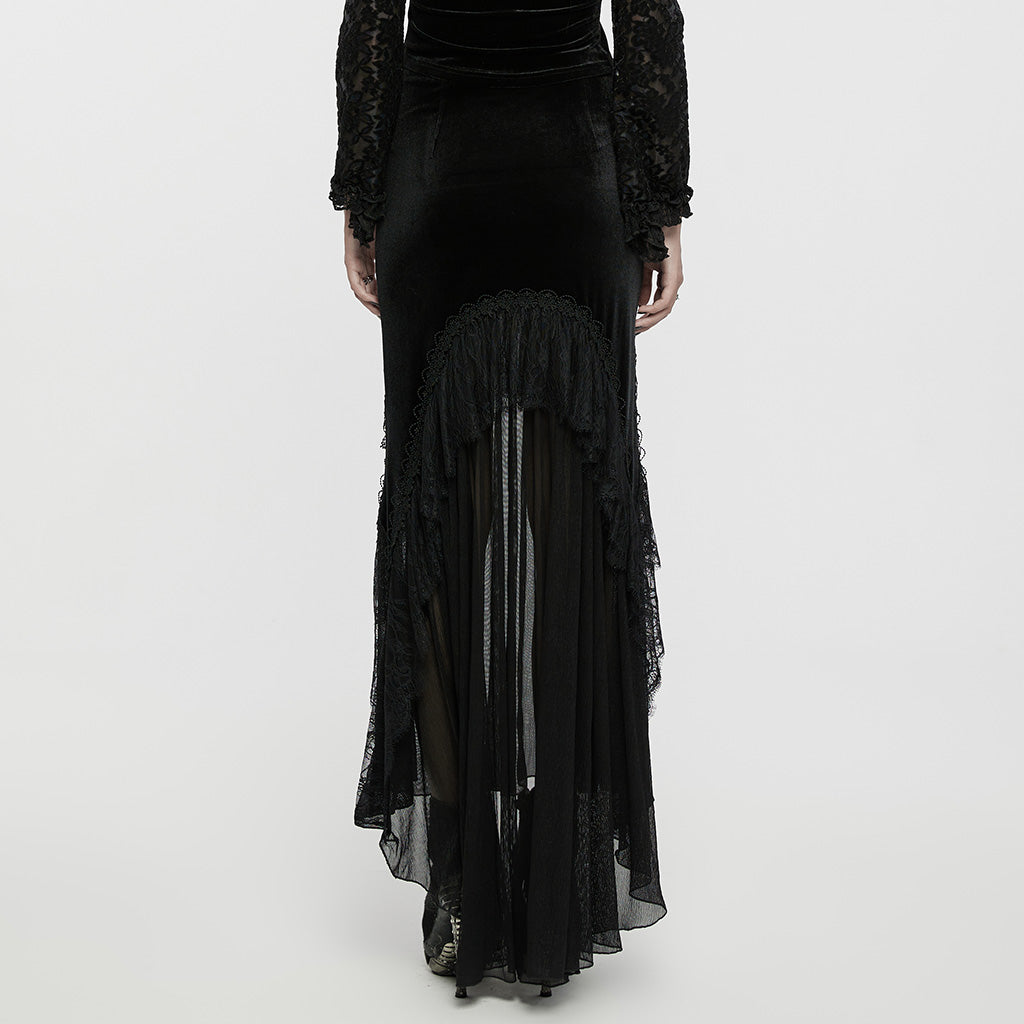 Punk Rave Minerva Black Velvet Fishtail Skirt