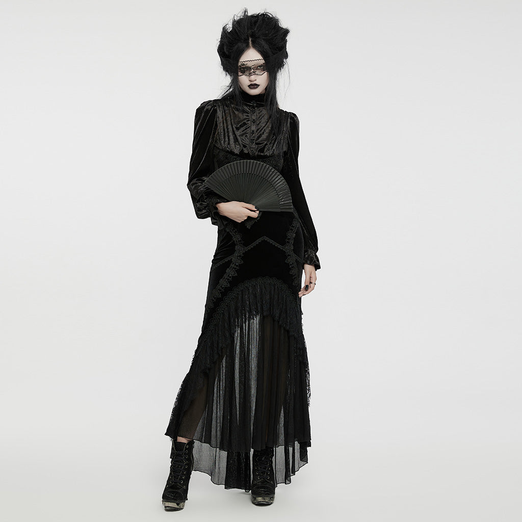 Punk Rave Minerva Black Velvet Fishtail Skirt