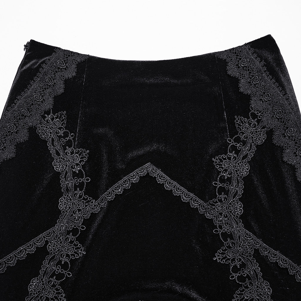 Punk Rave Minerva Black Velvet Fishtail Skirt