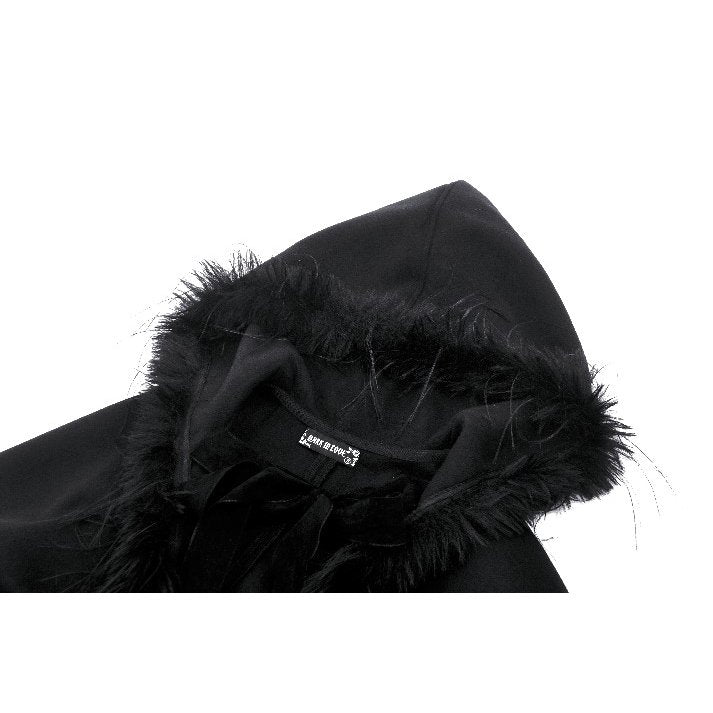 Dark in Love Francine Cloak with Faux Fur Trim and Oversized Hood
