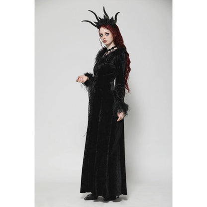 Dark in Love Claribelle Gothic Black Velvet Maxi Dress