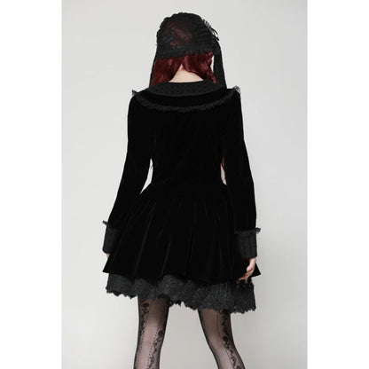 Dark in Love Elowen Black Gothic Lolita Rabbit Ear Bonnet in Rose Lace