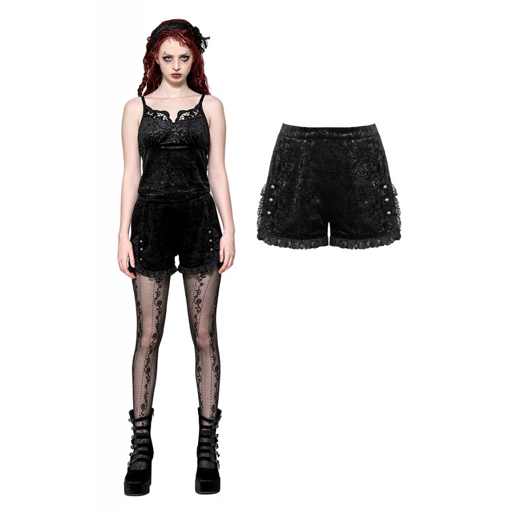 Dark in Love Venus Velvet Embossed Base Shorts - Kate's Clothing