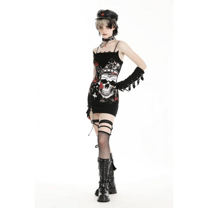 Dark in Love Arella Gothic Rose and Skull Print Mini Dress