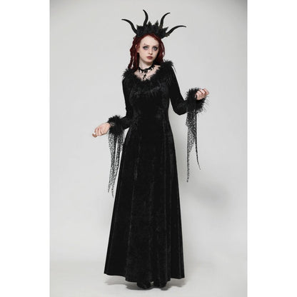 Dark in Love Claribelle Gothic Black Velvet Maxi Dress