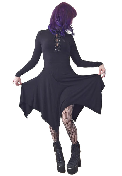 Necessary Evil Kali Long Sleeve Midi Handkerchief Dress - Kate's Clothing