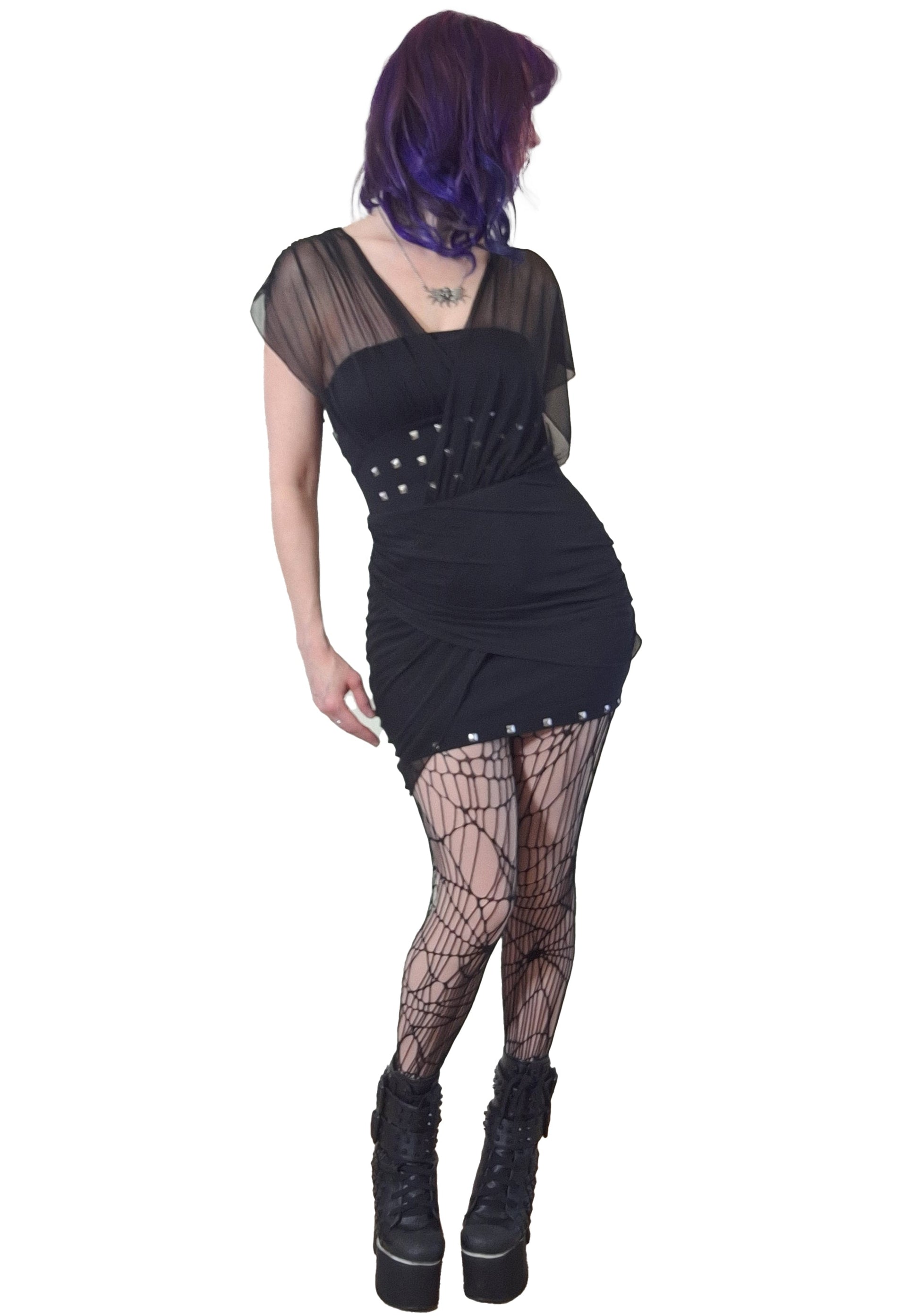 Necessary Evil Venus Wrapped Mesh Mini Dress - Kate's Clothing