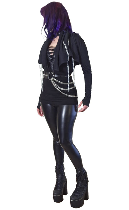 Necessary Evil Andarta Longsleeve Waterfall Bolero with Chains - Kate's Clothing