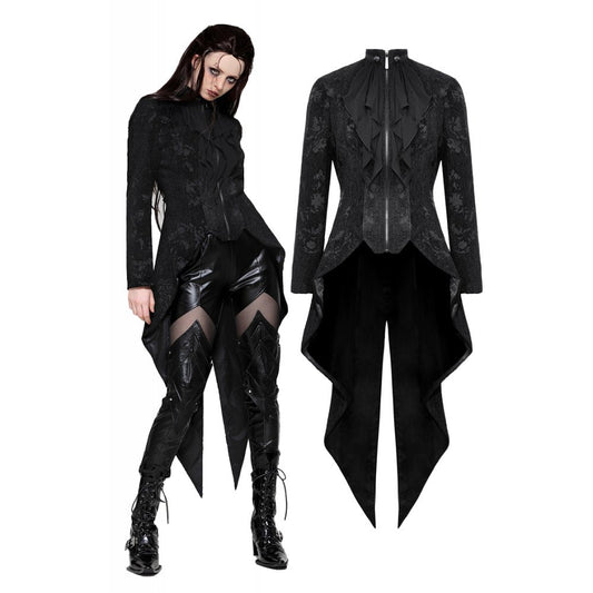 Dark in Love Talisa Gothic Vintage Style Jacquard Tailcoat Jacket