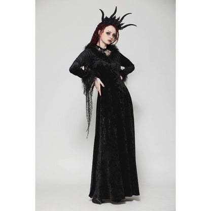 Dark in Love Claribelle Gothic Black Velvet Maxi Dress