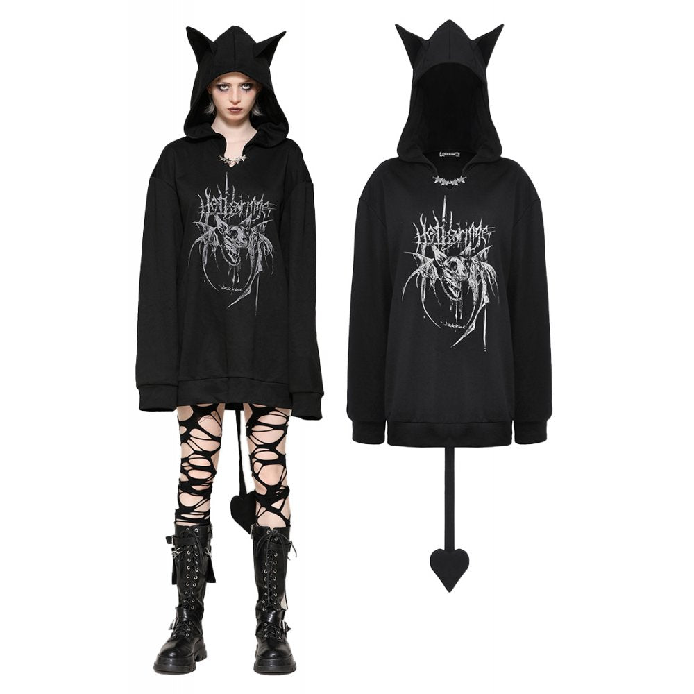 Dark in Love Hellbringer Oversized Hoodie with Tail and Bat Ears