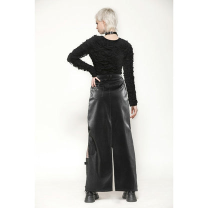 Dark in Love Carmel Faux Leather Split Maxi Skirt