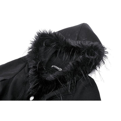 Dark in Love Eira Lace and Faux Fur Trimmed Hooded Coat