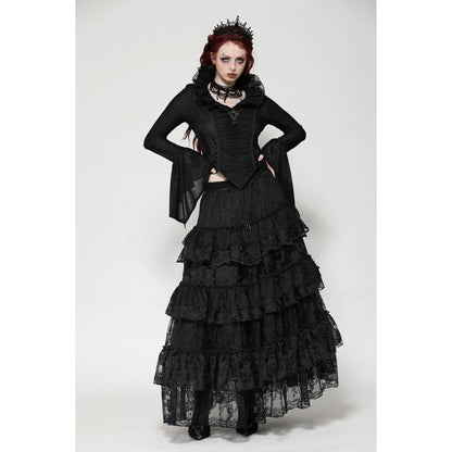 Dark in Love Elizabeth Gothic Queen Top with Pendant and Ruffled Collar