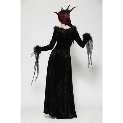 Dark in Love Claribelle Gothic Black Velvet Maxi Dress