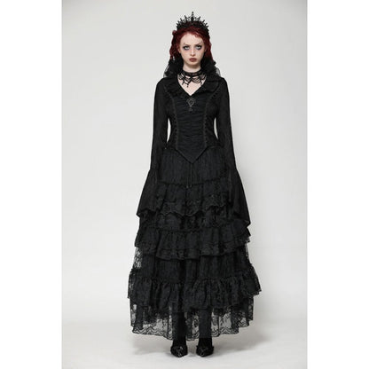 Dark in Love Elizabeth Gothic Queen Top with Pendant and Ruffled Collar