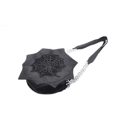 Dark in Love Arachnida Spider and Web Embroidered Shoulder Bag