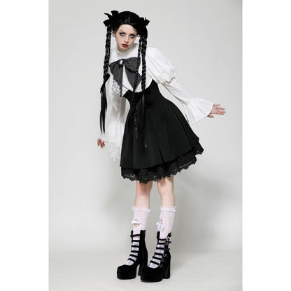 Dark in Love Aella Frozen Shoulder Effect Black and White Dress