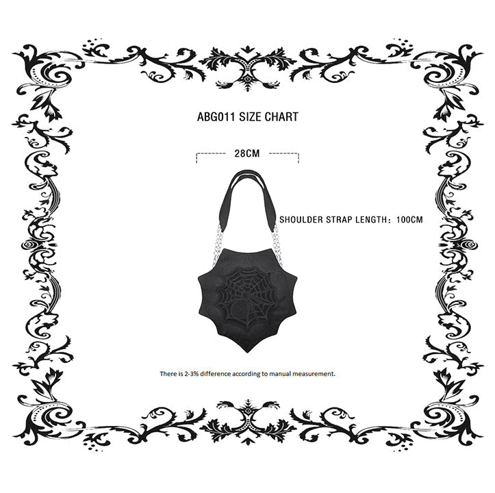 Dark in Love Arachnida Spider and Web Embroidered Shoulder Bag