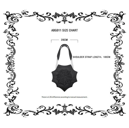 Dark in Love Arachnida Spider and Web Embroidered Shoulder Bag