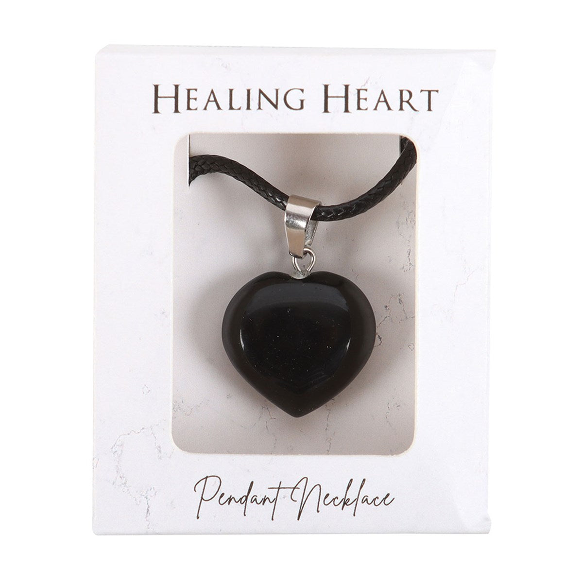 Gothic Gifts Black Obsidian Healing Crystal Heart Necklace - Kate's Clothing