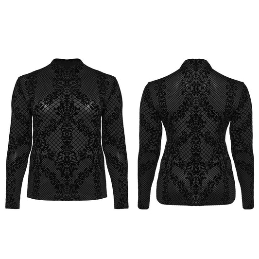 Punk Rave Evonne Gothic Flocked Long Sleeve Top