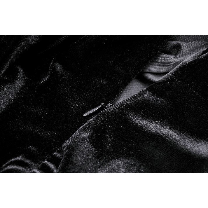 Dark in Love Kaia Velvet Ruffle Off-Shoulder Gothic Mermaid Dress closeup of the zip