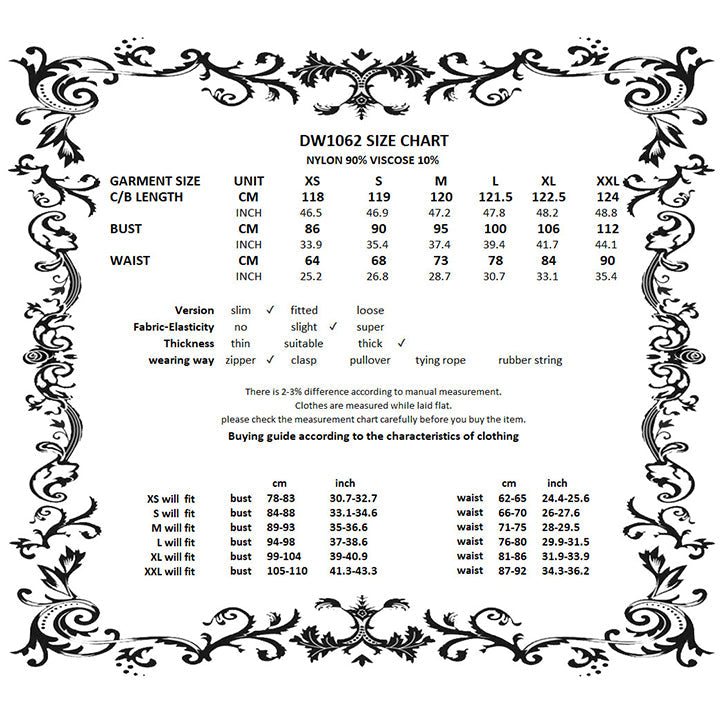 Dark in Love Lux Black Velvet Horn Embroidery Maxi Dress size guide