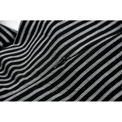 Dark in Love Vintage Striped Ruffle Tier Dress fabric and zip closeup