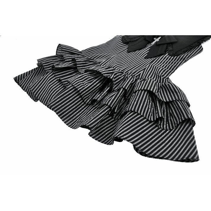 Dark in Love Vintage Striped Ruffle Tier dress ruffled hem closeup