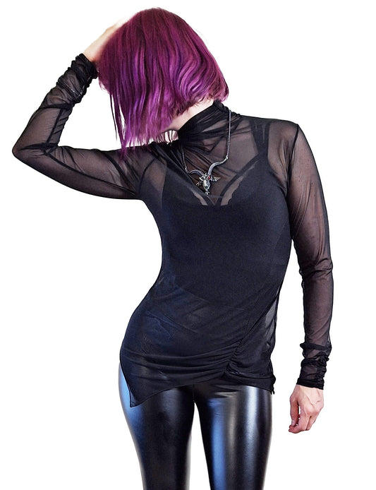 Necessary Evil Minerva Mesh Long Sleeve Top - Kate's Clothing