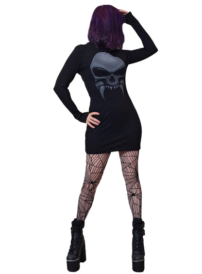 Necessary Evil Athena Vampire Skull Print Mini Dress - Kate's Clothing