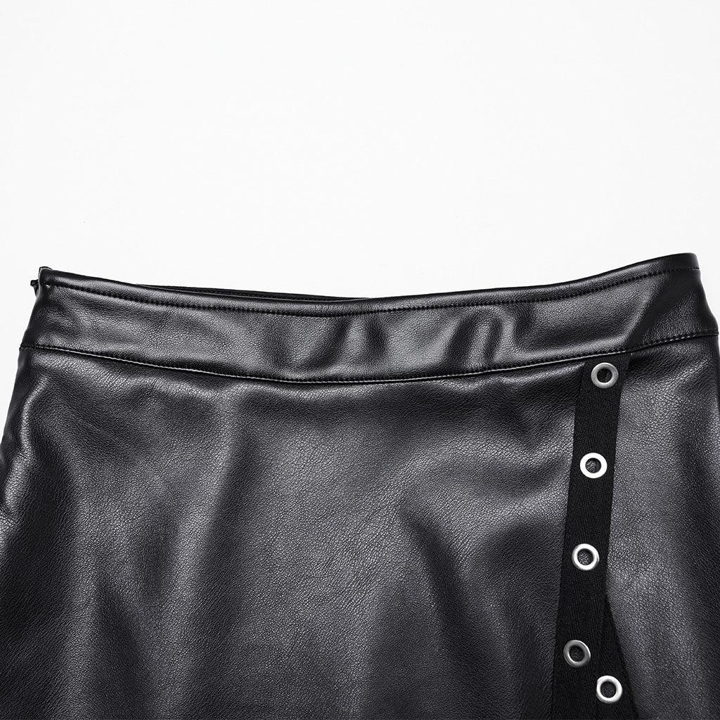 Punk Rave Imogen Faux Leather Midi Split skirt