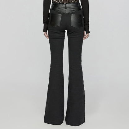 Punk Rave Giacinda Spliced Faux Leather Flared Trousers