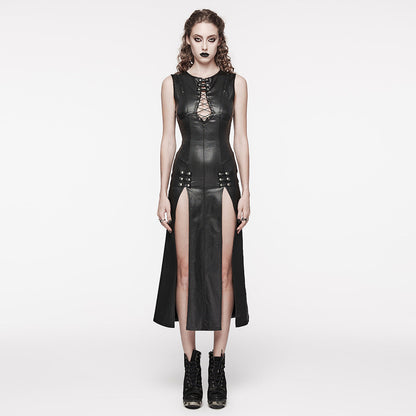 Punk Rave Calista Faux Leather Maxi Dress