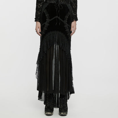 Punk Rave Minerva Black Velvet Fishtail Skirt