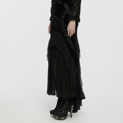 Punk Rave Minerva Black Velvet Fishtail Skirt