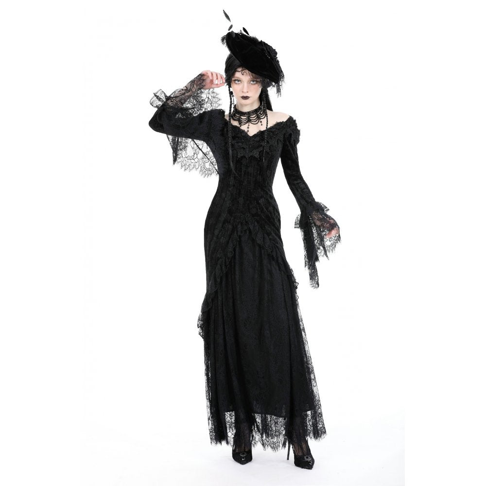 Dark In Love Zathura Off The Shoulder Lace Maxi Dress - Kate's Clothing