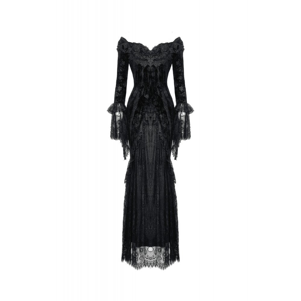 Dark In Love Zathura Off The Shoulder Lace Maxi Dress - Kate's Clothing