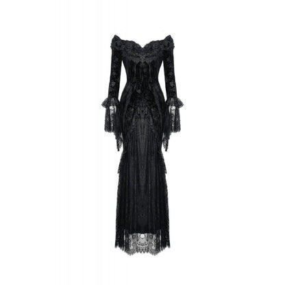 Dark In Love Zathura Off The Shoulder Lace Maxi Dress - Kate's Clothing