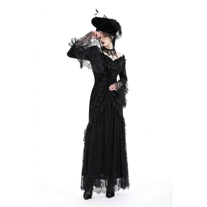 Dark In Love Zathura Off The Shoulder Lace Maxi Dress - Kate's Clothing