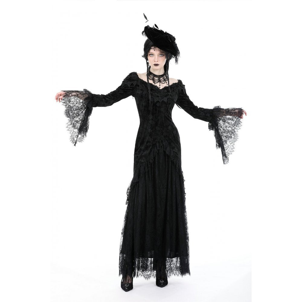 Dark In Love Zathura Off The Shoulder Lace Maxi Dress - Kate's Clothing