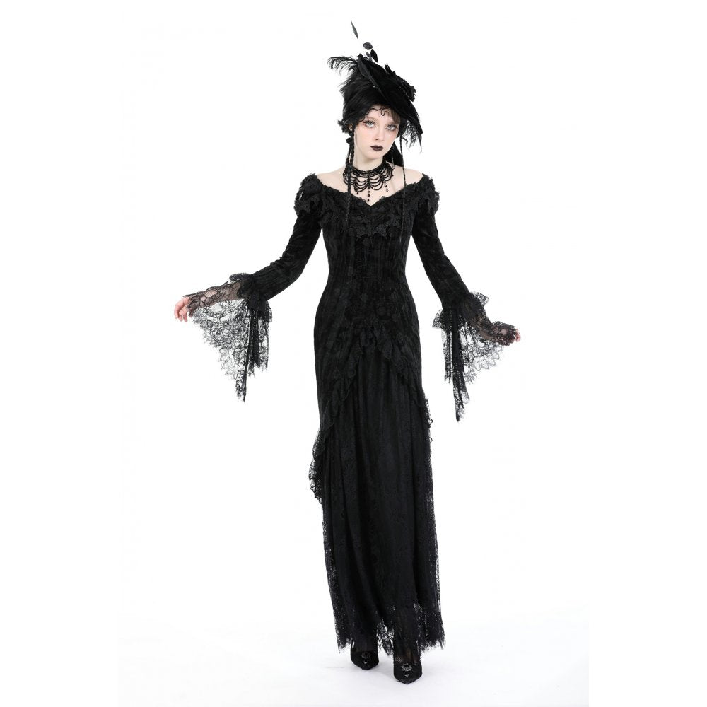 Dark In Love Zathura Off The Shoulder Lace Maxi Dress - Kate's Clothing