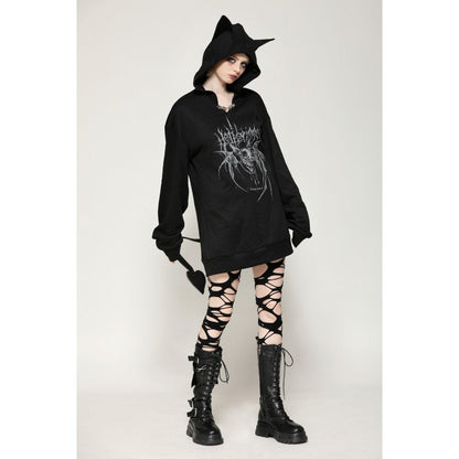 Dark in Love Hellbringer Oversized Hoodie with Tail and Bat Ears