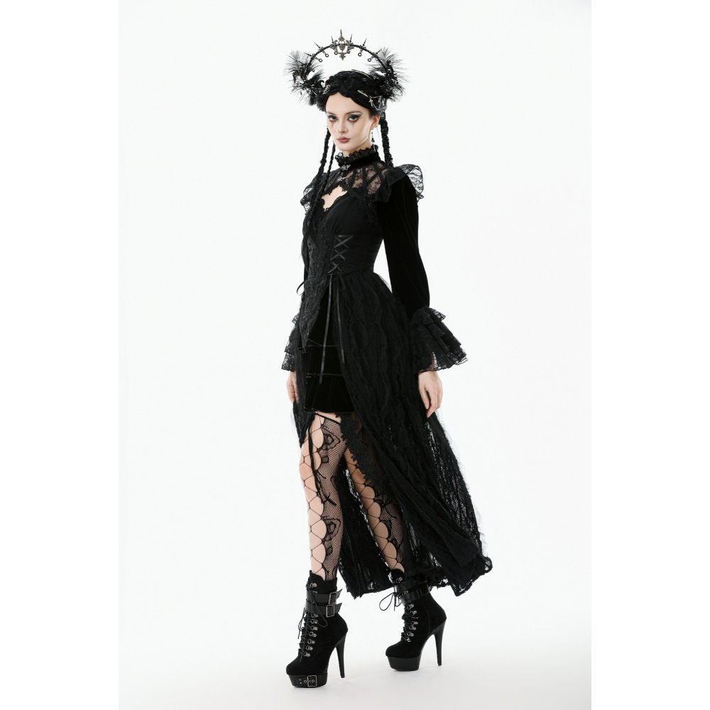 Dramatic Sheer Lace Shoulders
